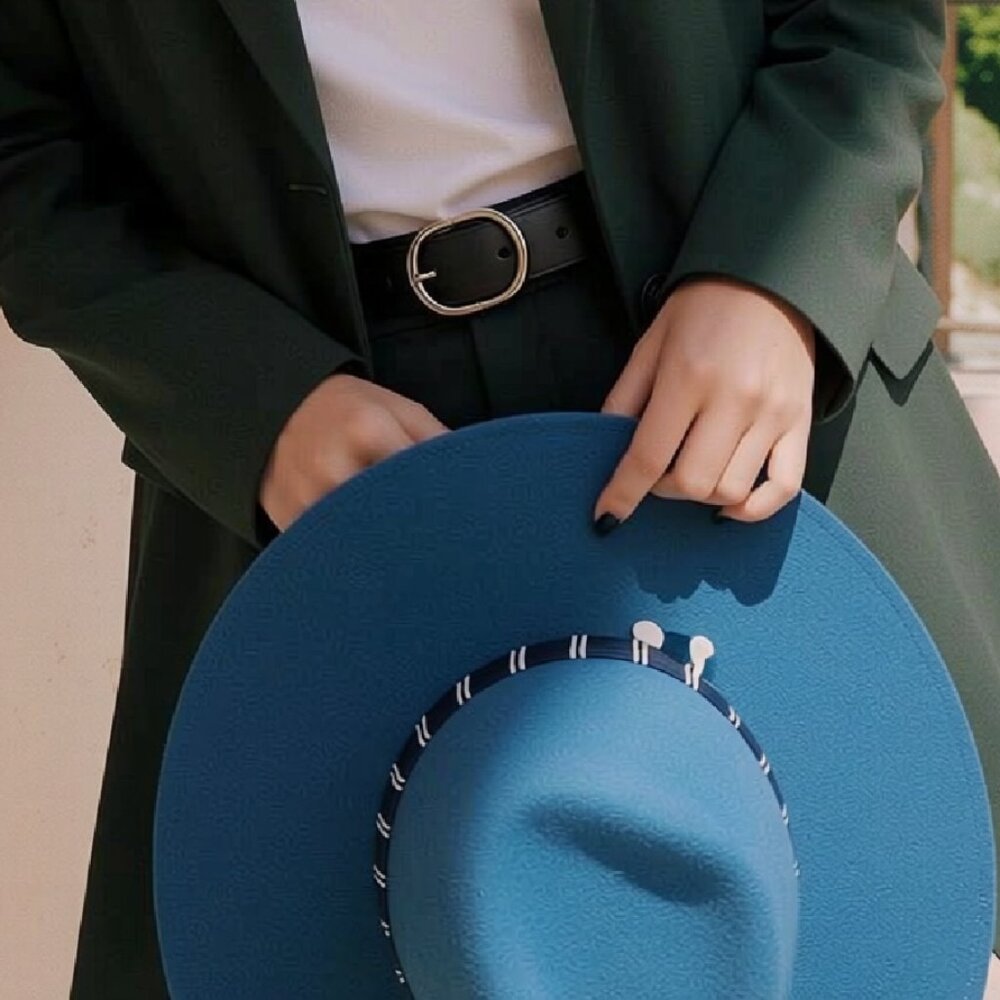 Brixton Leigh Australian Women's WOOL FELT Wide Brim Fedora Hat, INDIE TEAL BLUE